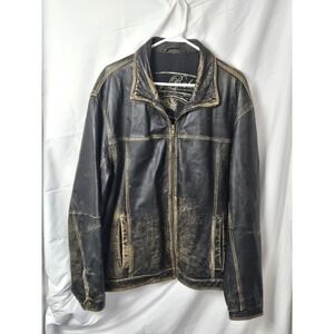 Tommy Bahama Black Distressed Leather Jacket
